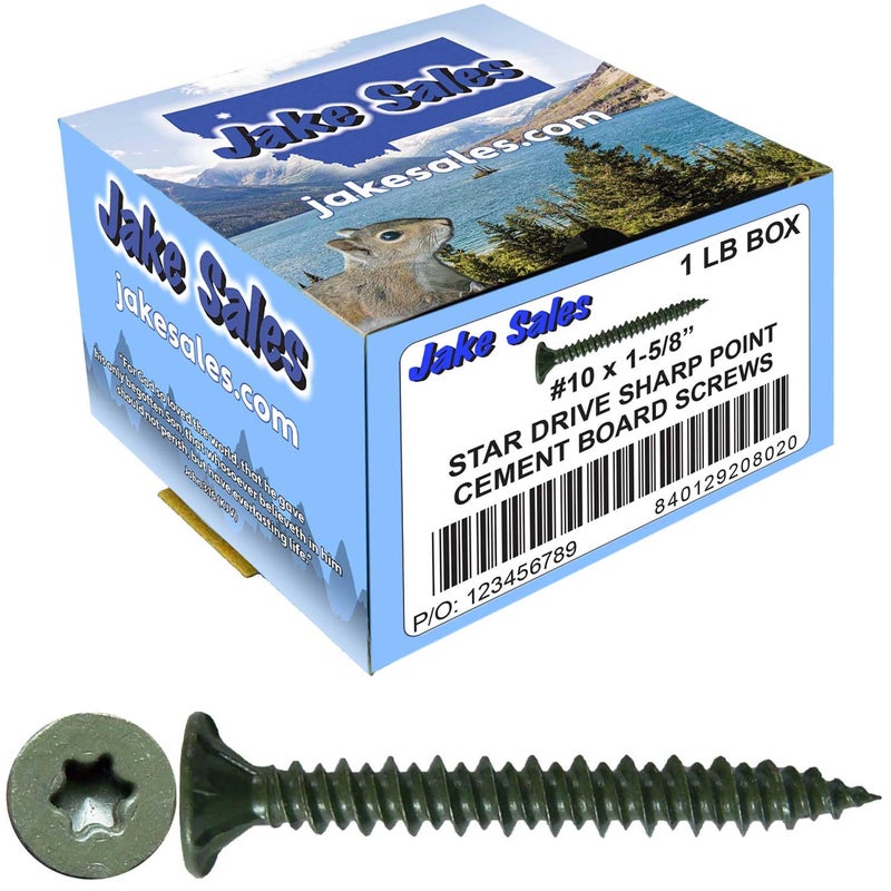 Jake Sales 10x1-5/8 Sharp Point Torx/Star Head Screws for Fastening Cement Backer/Board/Tile- Torx/Star - T-25 Head - 1 Pound 133 Screws - Image 1